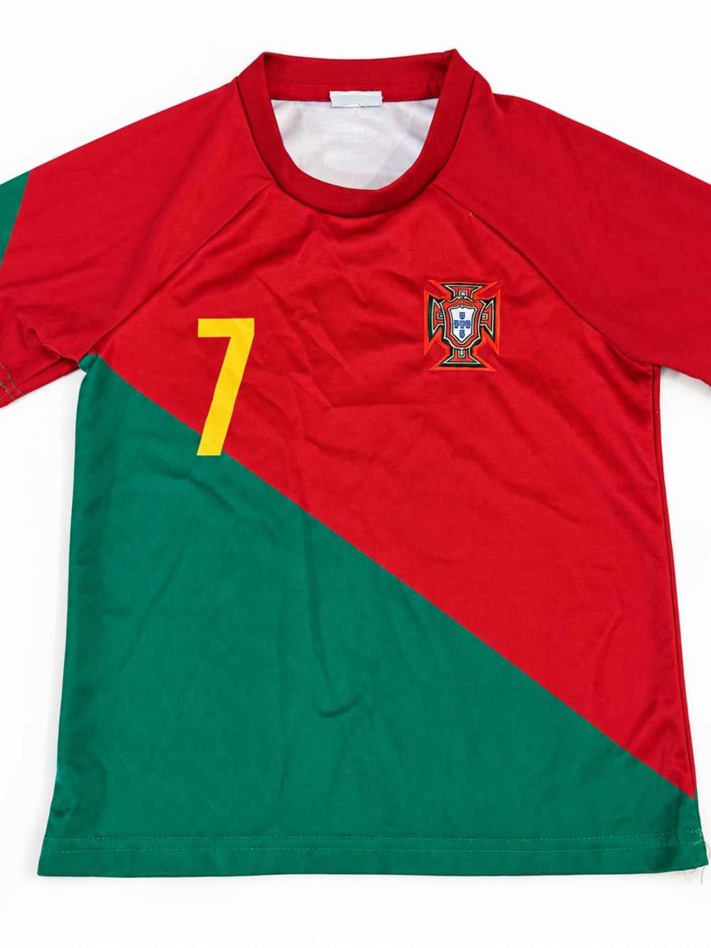 Portugal-Inspired Kids Soccer Jersey in Red & Green - #7